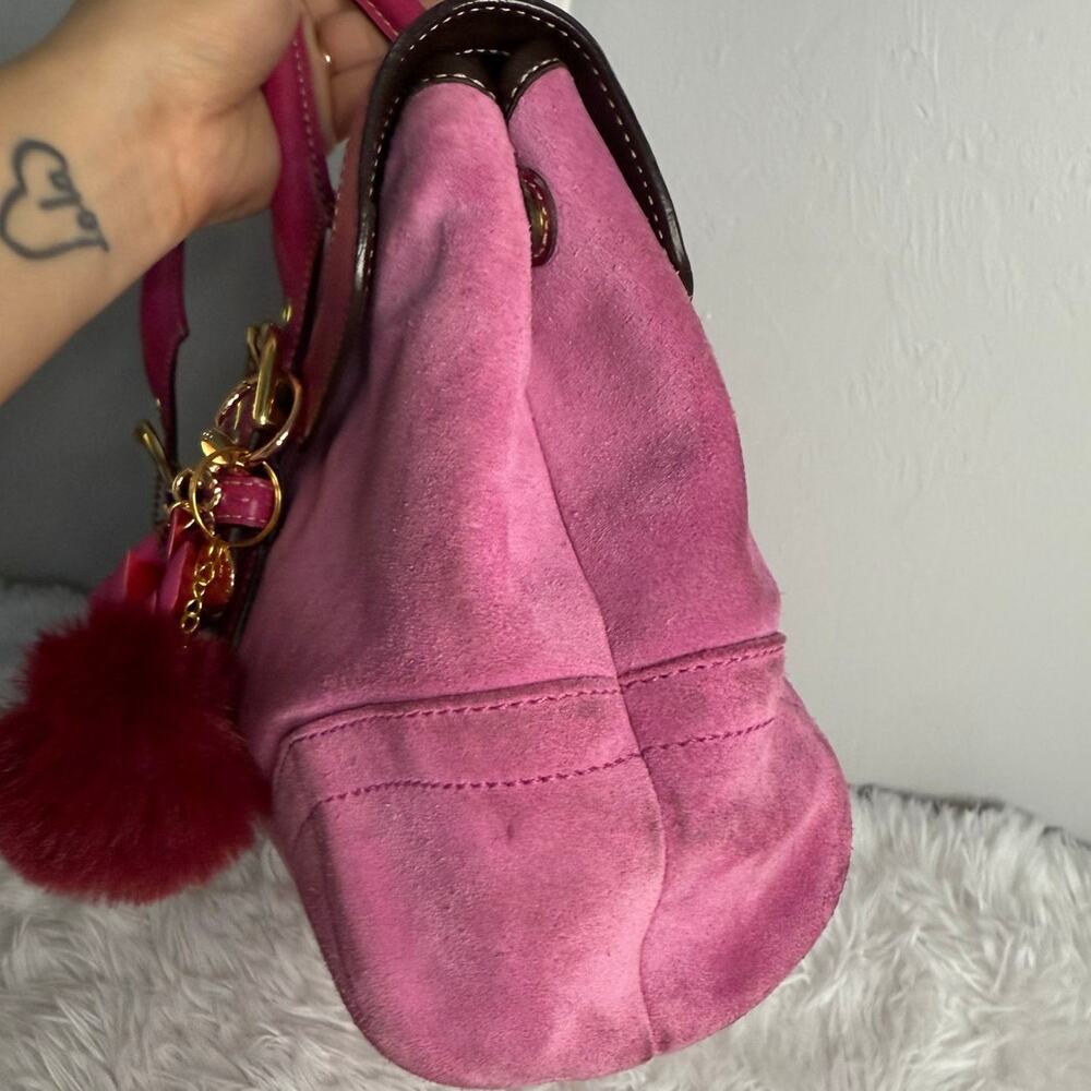 y2k COACH Vintage 2004 Pink Hampton Suede SOHO Flap Satchel - Picture 3 of 10
